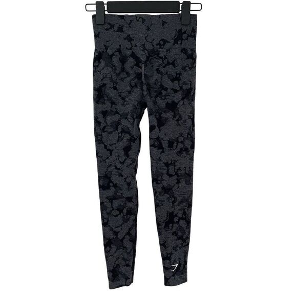 Gymshark Adapt Camo Jacquard Seamless Leggings High Rise Black Grey Women Small - Picture 3 of 7